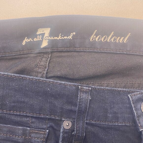 7 For All Mankind Bootcut Jeans Womens Size 29 Dark Wash Embroidered Leopard Pri - Picture 5 of 13